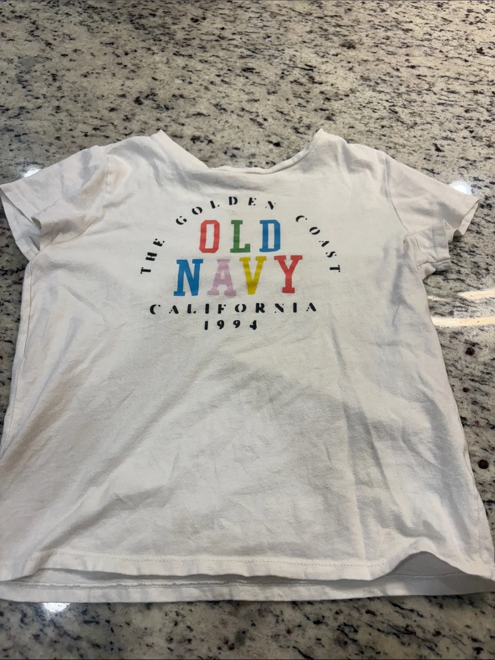 Old Navy White Short-Sleeve Tee with Multicolor OLD NAVY Logo